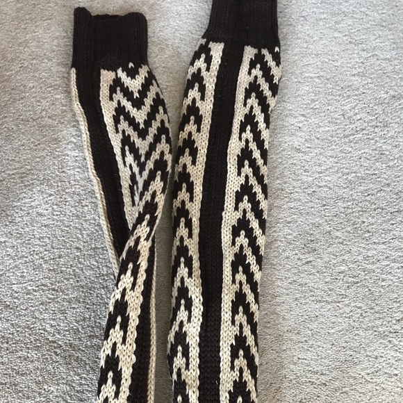 NEW GYPSY OVER THE KNEE KNIT BOOTS BROWN ZIGZAG - Picture 3 of 6